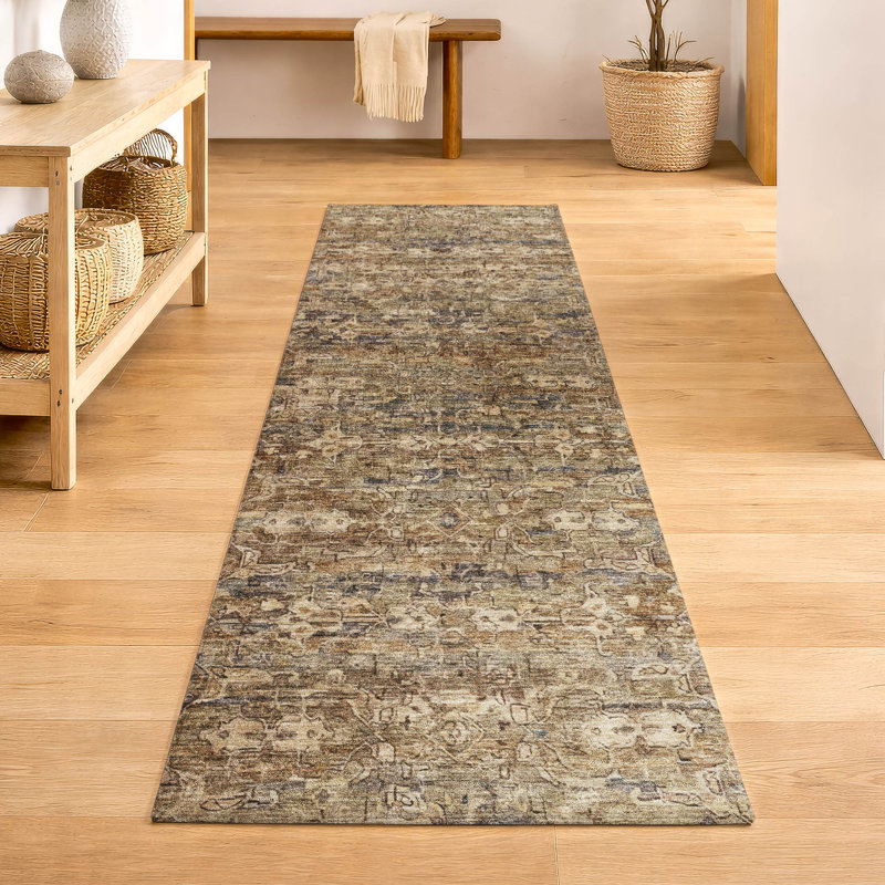 Premium Machine Washable Mayfield AMF2324 Ikat Rug, 2'3" x 7'6" Runner, Brown
