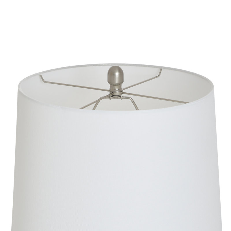 Aimme - Transitional Table Lamp - Clear Seeded Glass Steel, Off-White, Silver