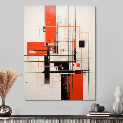 Rouge, noir, blanc, rétro, géométrie, impression d'art géométrique murale