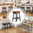 26" Solid Wood Bar Stools Set of 6 with Faux Leather Upholstery and Brown Saddle Seat-628389260-617956987