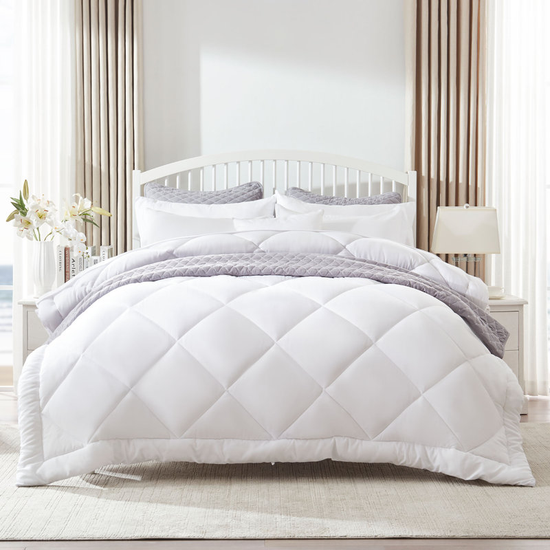 Polyester Box Stitch Comforter, Queen Comforter, White