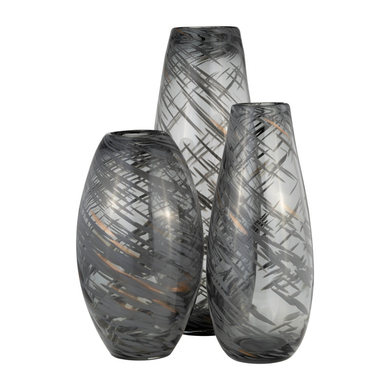 Glass Vase Handmade Glam-Style Modern Decorative Sleek Stylish Accent Piece for Home Decor, 20" H x 7" W x 7" D