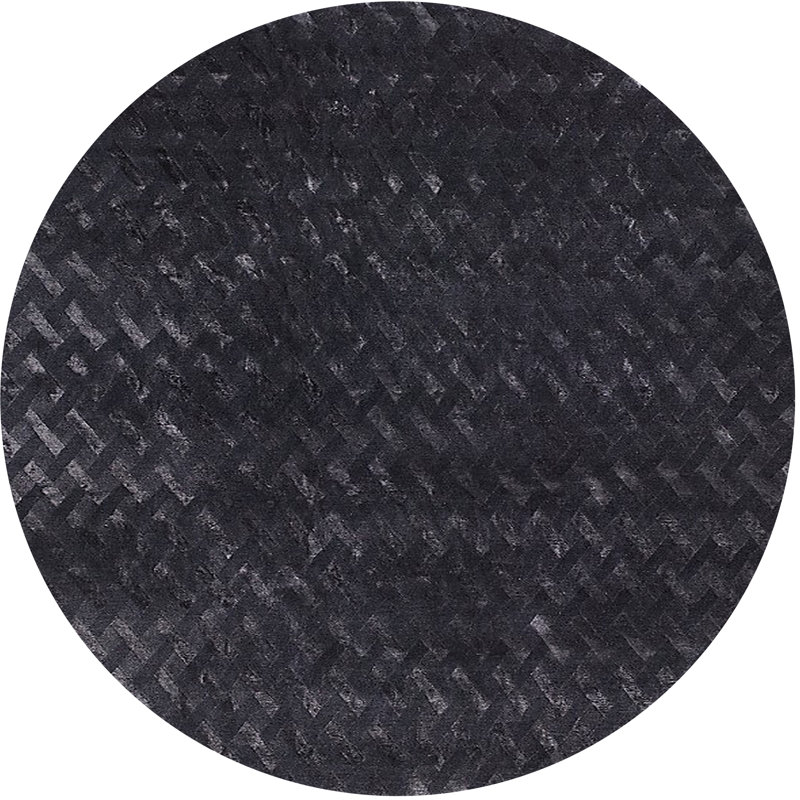 Tapis noir à motif géométrique Levent, Rond 6 pi
