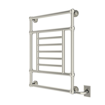 23.5"x38"x5" Thames Wall Mounted Traditional Electric Plug-In Towel Warmer - Brushed Nickel, Fluid Filled, Industrial Design, Lifetime Warranty