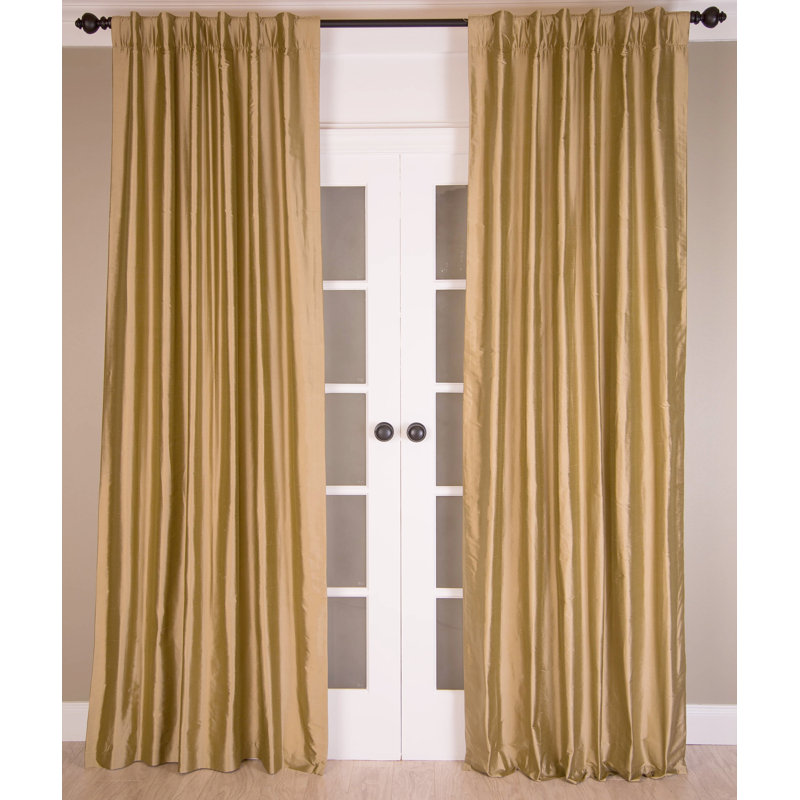 Silk Room Darkening Curtain Single Panel, 51" W x 96" L, Champagne