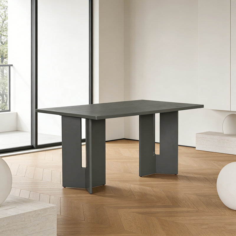 Table de salle à manger rectangulaire avec pieds découpés, Gris