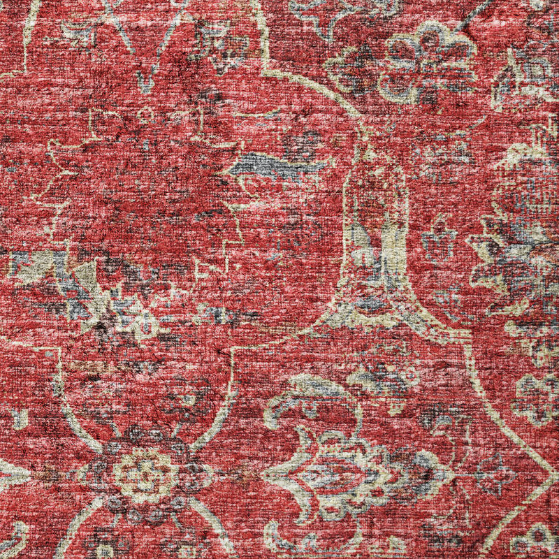 Tapis à poils longs lavable à la machine de qualité supérieure ADS95, Rouge, Tapis de couloir 2 pi 3 po x 7 pi 6 po