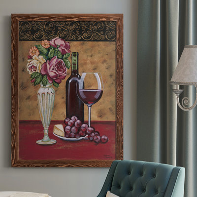 Vintage Flowers And Wine I " Vintage Flowers And Wine I " Painting Print