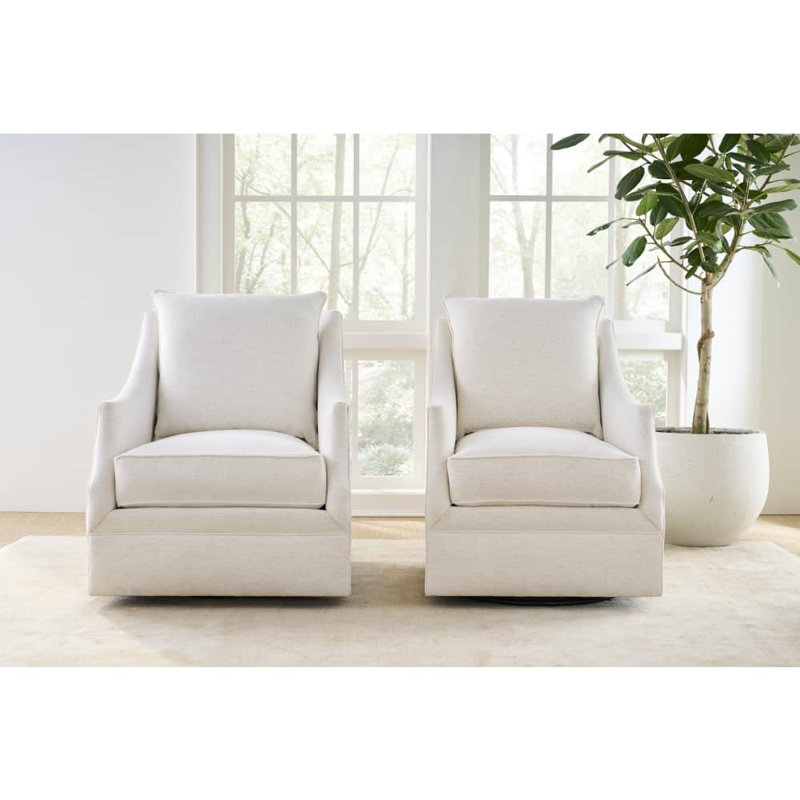 Kara Swivel Armchair, Nomad Eggshell Crypton® Chenille, Polyester Blend, 38"H x 37"W x 29"D