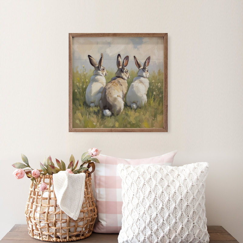 Three Bunnies In Field, H 4 po x l 4 po