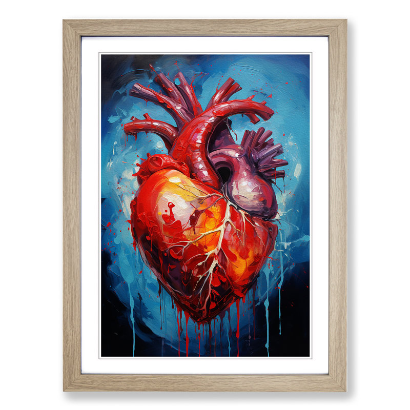 Anatomical Heart Action Painting - Framed Print