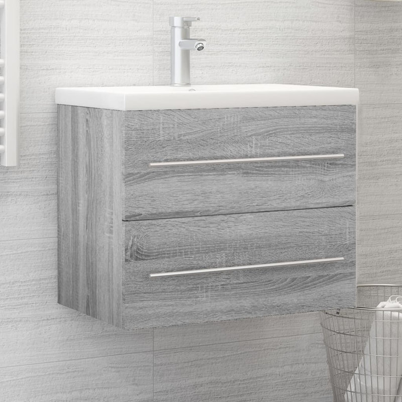 60cm Single Bathroom Vanity Base Only, Grey Sonoma