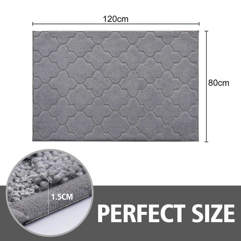 Non-Slip Geometric Doormat, 81.3cm W x 121.9cm L, Grey