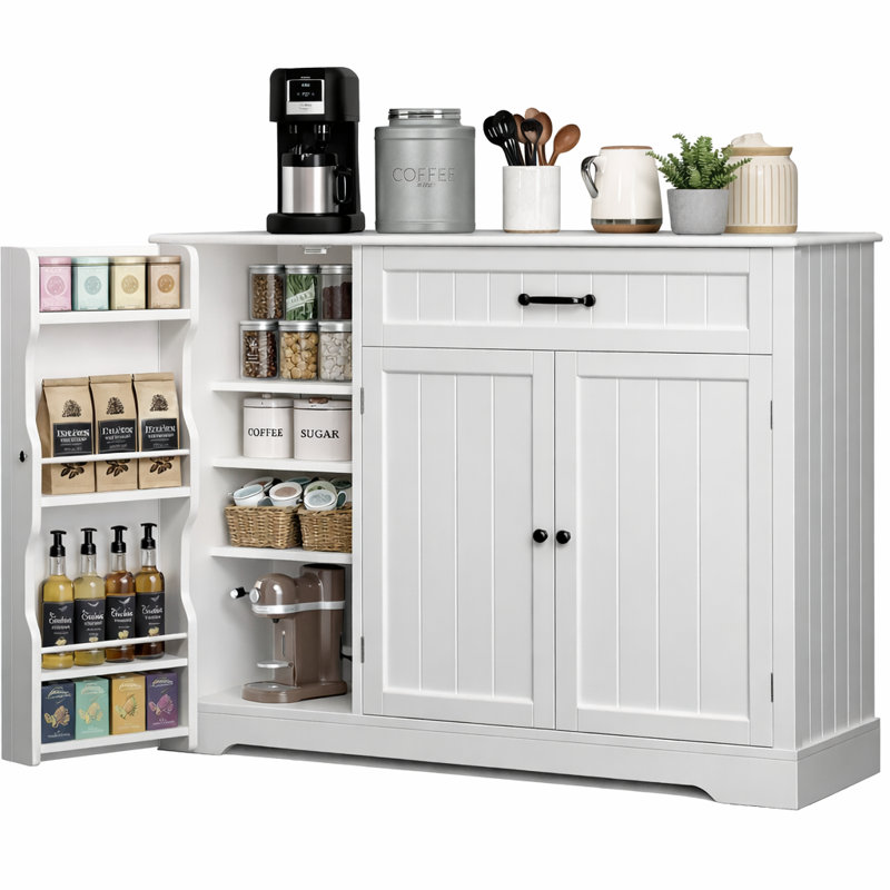 Bayview 33” Stand Kitchen Pantry with 3 Doors, 1 Drawer, Multiple Finish Options, White