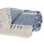 Jeté rayé en coton tissé bleu
