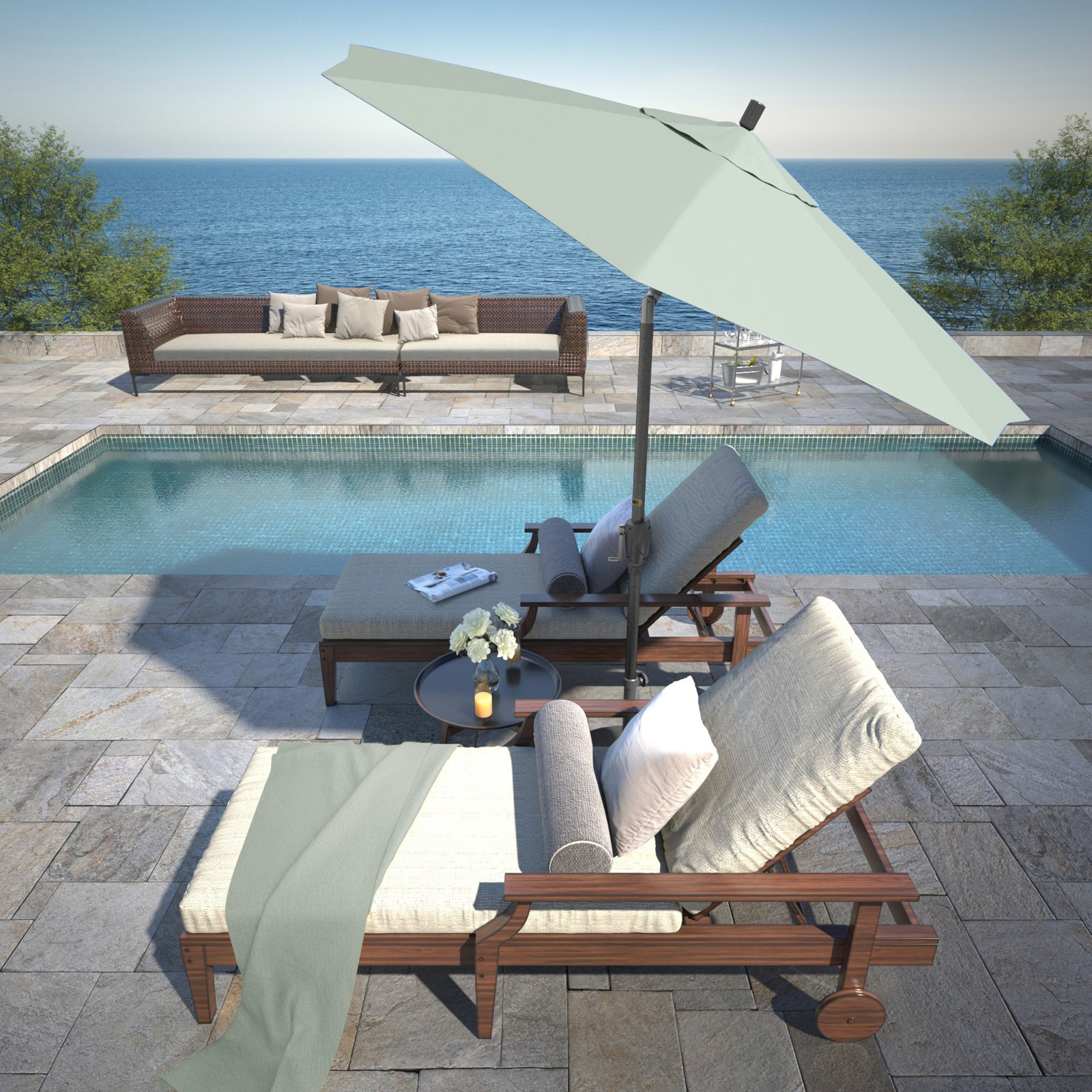 Lexia 90'' Sunbrella® Outdoor Umbrella, Spectrum Mist Sunbrella® Plainweave