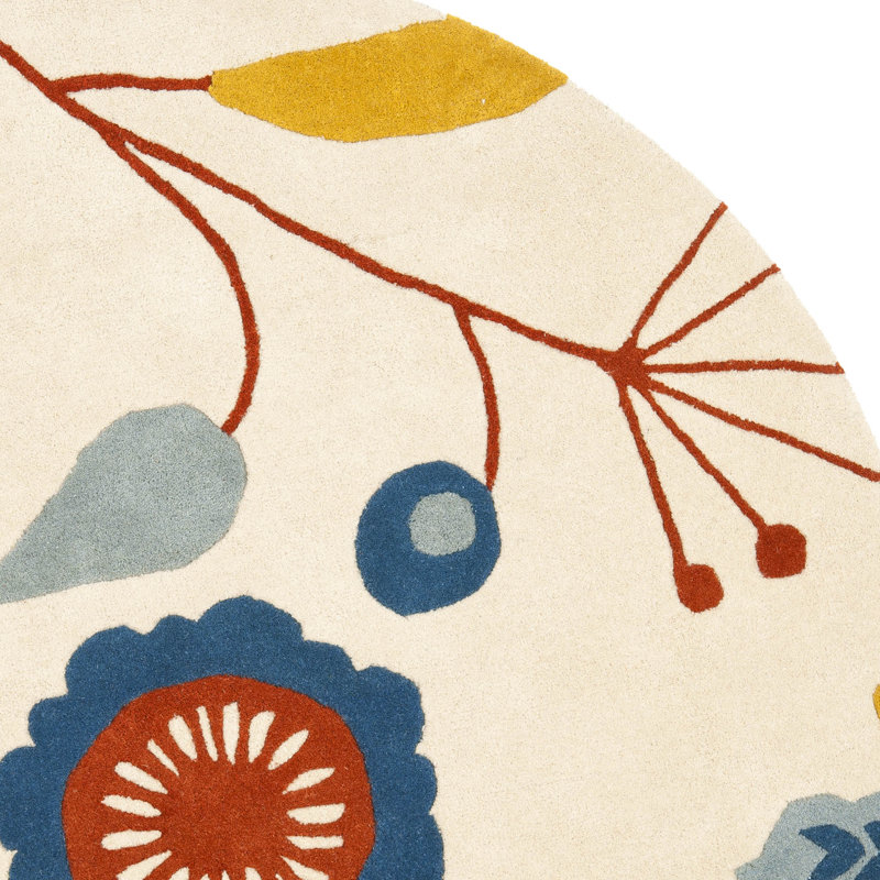 Soho Hand Tufted Wool And Viscose Floral Rug, Round 6'