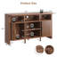 Buffet de 55 po avec rangement, crédence cannelée avec porte coulissante et tablette ouverte, console de style café moderne Mid-Century pour cuisine, salon, entrée, noyer