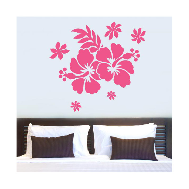 Hibiscus Flower Wall Sticker, Burgundy