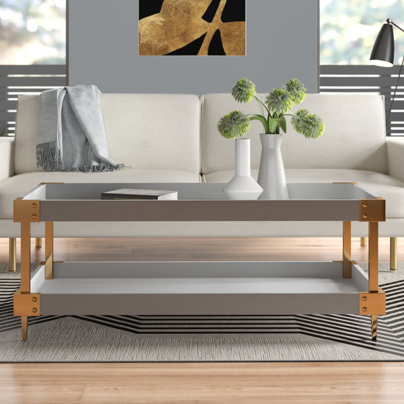 Chakela Coffee Table, Gray, Gold