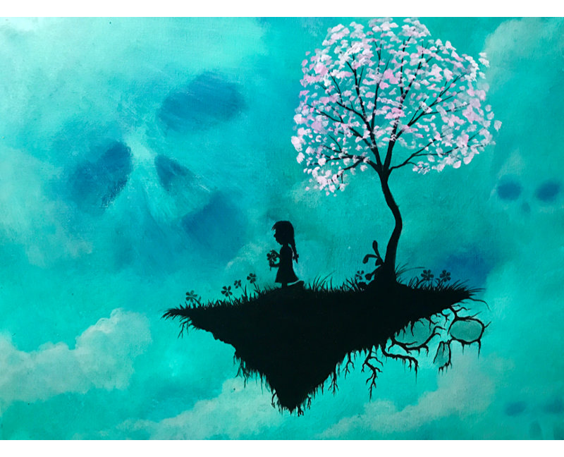 «Mystery Girl» par Ed Capeau - reproduction imprimée, H 12 po x l 16 po x P 1,5 po, Pas de tapis, Toile tendue
