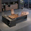 Bureau de direction 94,49 "haut de gamme de luxe brun et noir avec table à thé-304884084