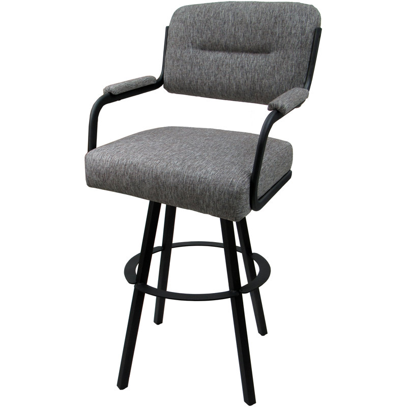 Tabouret pivotant rembourré Cessna, Noir, Gris, Counter Stool (26" Seat Height)