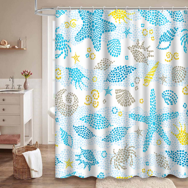 Rideau de douche imperméable ornement maritime Seashell, L 72 po x l 78 po