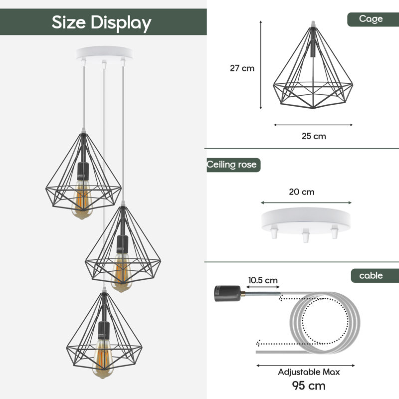 Ambreia 3 - Light Cluster Pendant, Red