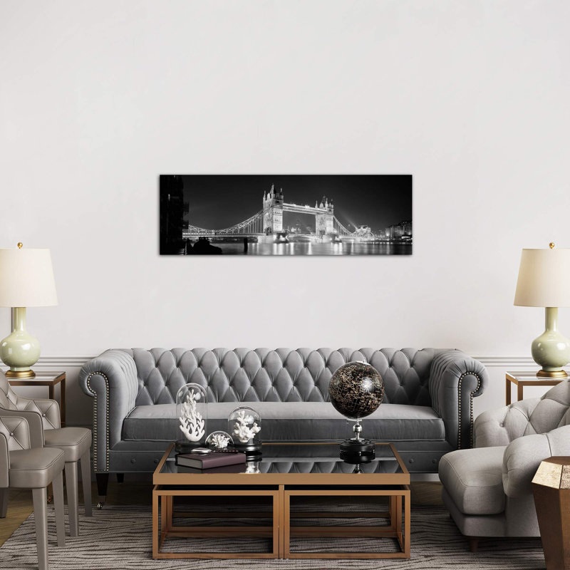 Low Angle View Of A Bridge Lit Up At Night, Tower Bridge, London, England by Panoramic Images - No Frame Panoramic Print on Canvas