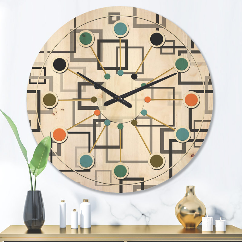 Horloge murale en bois Abstract Design II, Grand
