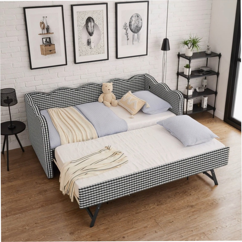 Lit de jour Cozy Gingham, Noir