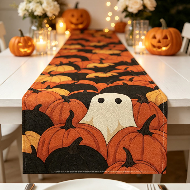 Chemin de table d'Halloween, décoration automnale et saisonnière pour la table à manger, la cuisine, l'intérieur et l'extérieur, pour les fêtes et la maison.