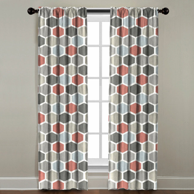 Cotton Room Darkening Curtain Single Panel, 50" W x 96" L, Orange/Olive