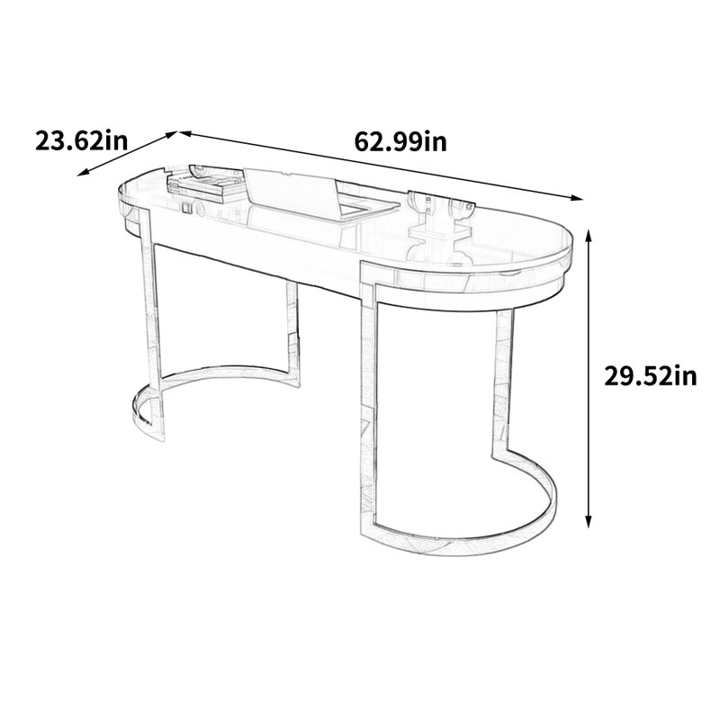 Bureau élégant et esthétique, H 29,52 po x l 62,99 po x P 23,62 po