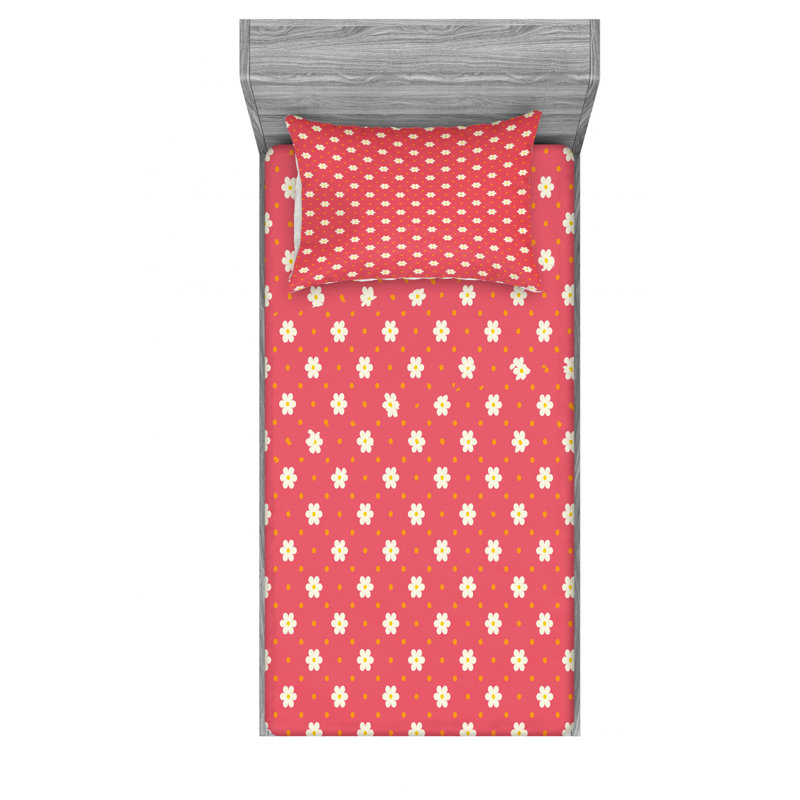 Microfiber Floral Sheet Set, Twin Sheet Set with Fitted Sheet