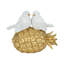 Figurine décorative pour oiseaux qui s'embrassent sur un ananas - Décoration moderne pour la décoration de salon ou de table - 8 po, blanc et or