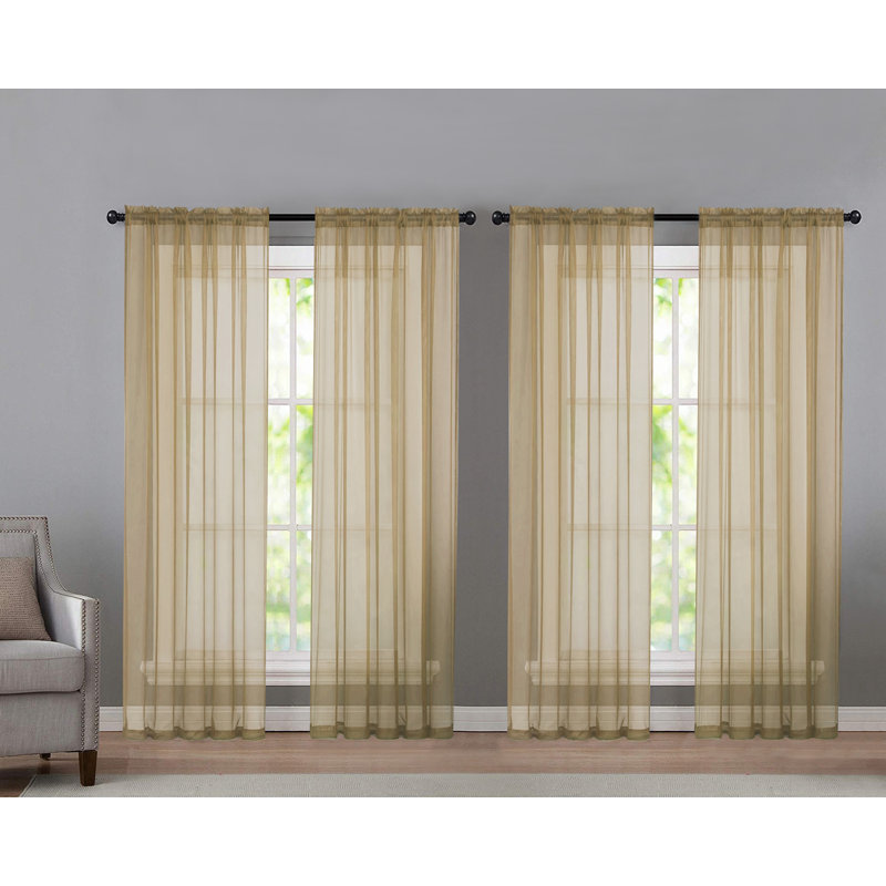 Panneau de rideau transparent d'extérieur Sarber Basic, Doré