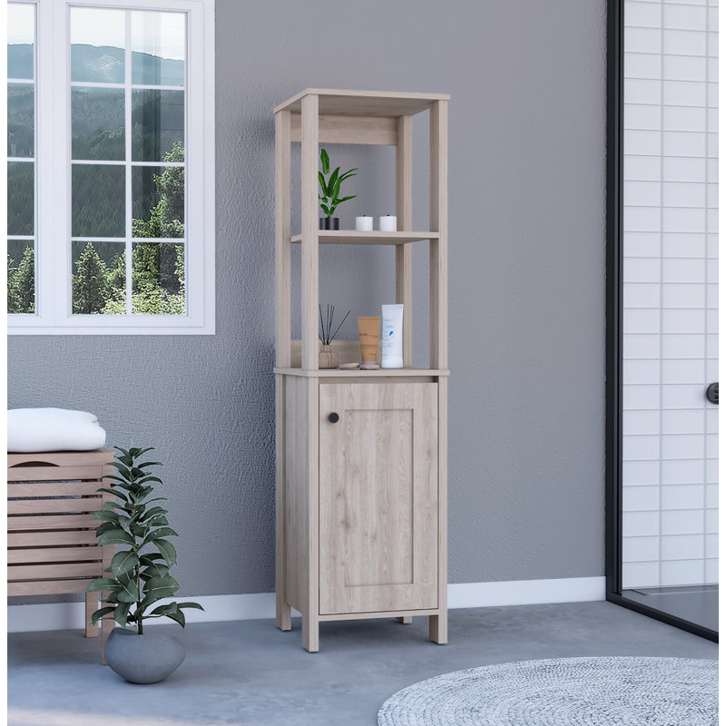 Armoire avec deux tablettes ouvertes, Gris