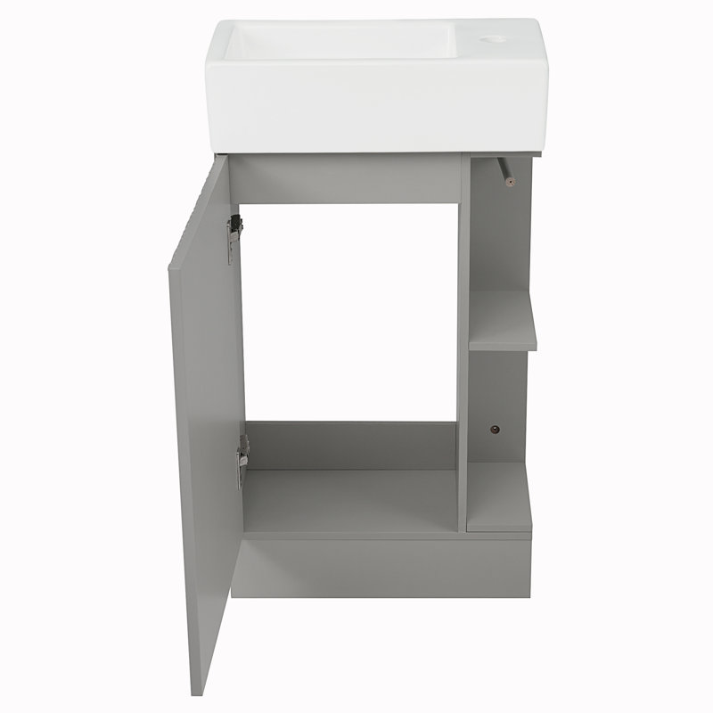 Meuble-lavabo simple 18,6 po avec comptoir en céramique Janesse, Gris