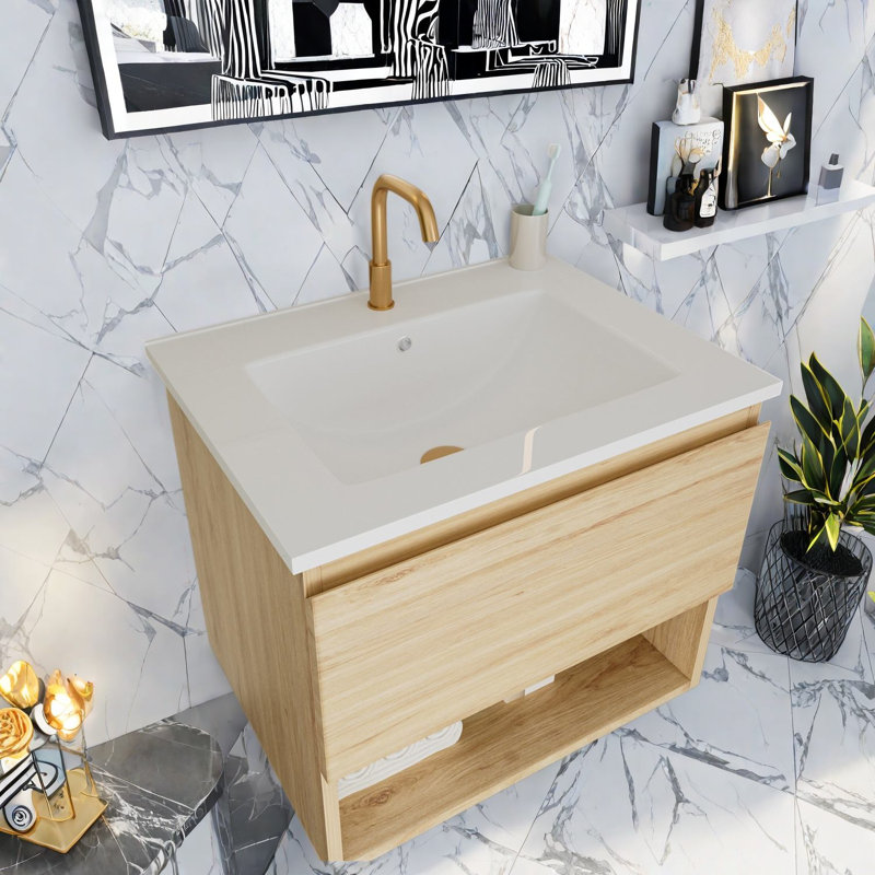 Meuble-lavabo moderne (avec meuble-lavabo et lavabo) avec rangement