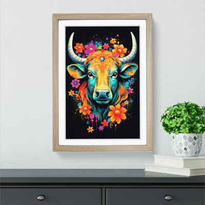 XYZ-FRM-V1223-1613 Taurus Zodiac Pop No.2 - Single Picture Frame Print on Wood