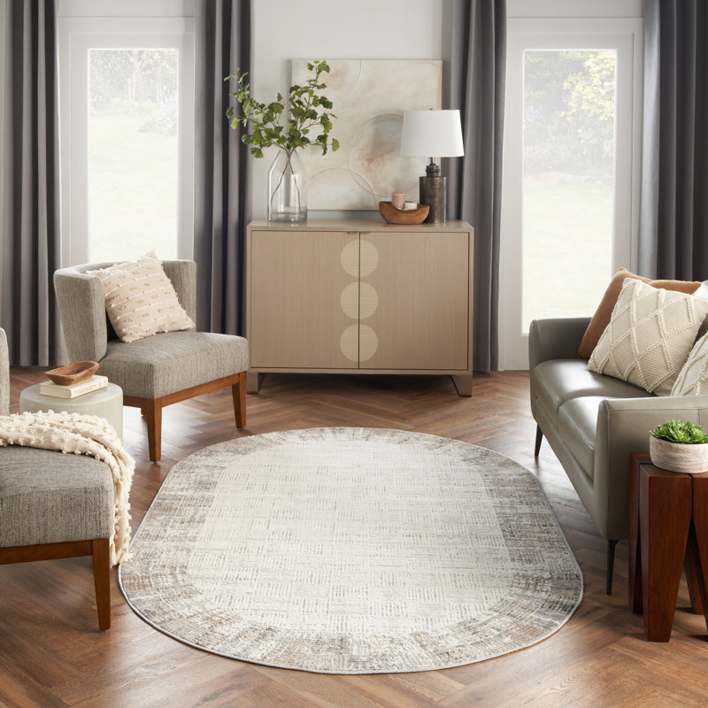 Adriao Geometric Indoor Rug, Oval 5' x 8