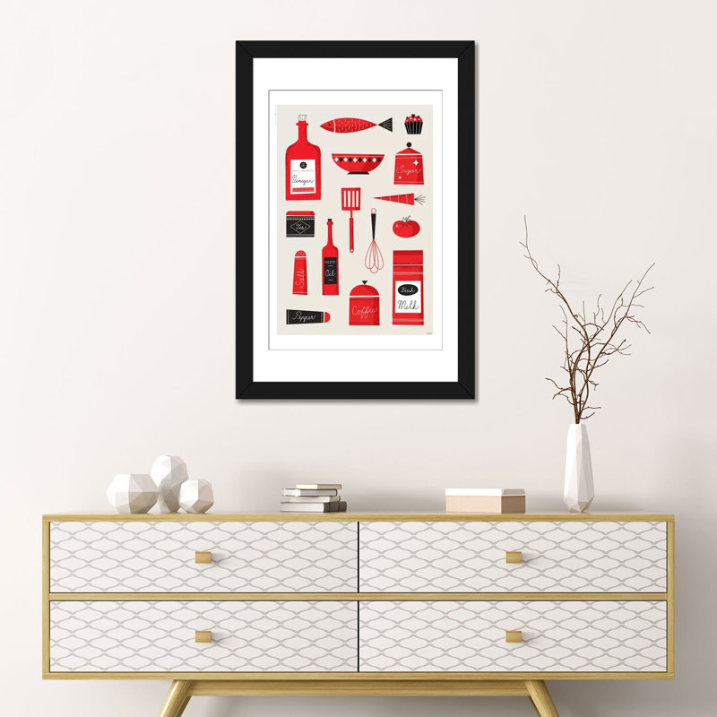 «Kitchen Art», impression sur toile, H 24 po x l 16 po x P 1 po, Papier d'art encadré noir, Blanc