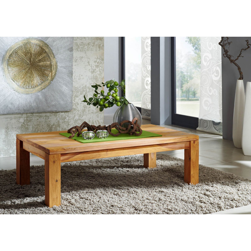 Solid Wood Four Leg Coffee Table, 42cm H x 130cm W x 74cm D	