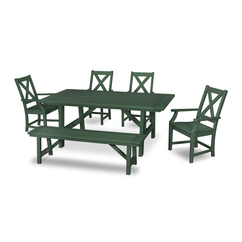 Braxton 6 - Person Patio Dining Set with Rectangular Table, Green
