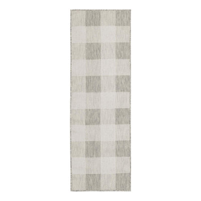 Tereon Checkered Machine Made Power Loom Polypropylene Plastic Indoor/Outdoor Area Rug in Gray