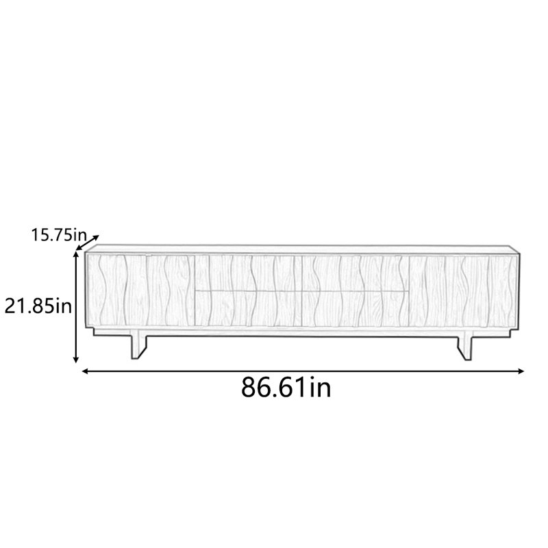 Solid wood retro style creative TV cabinet, 86.61"