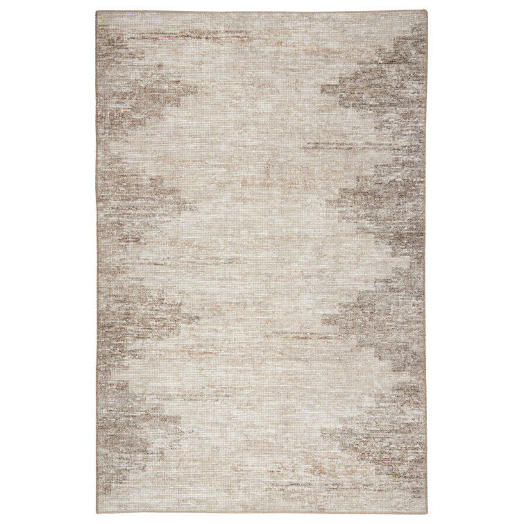 Union Rustic Machine Woven / Power Loomed Polyester Diamond Border Rug