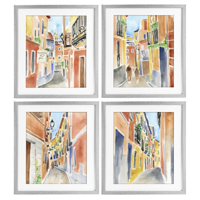 «Madrid Buildings & Architecture», ensemble de 4 impressions encadrées sous verre, design par June Erica Vess